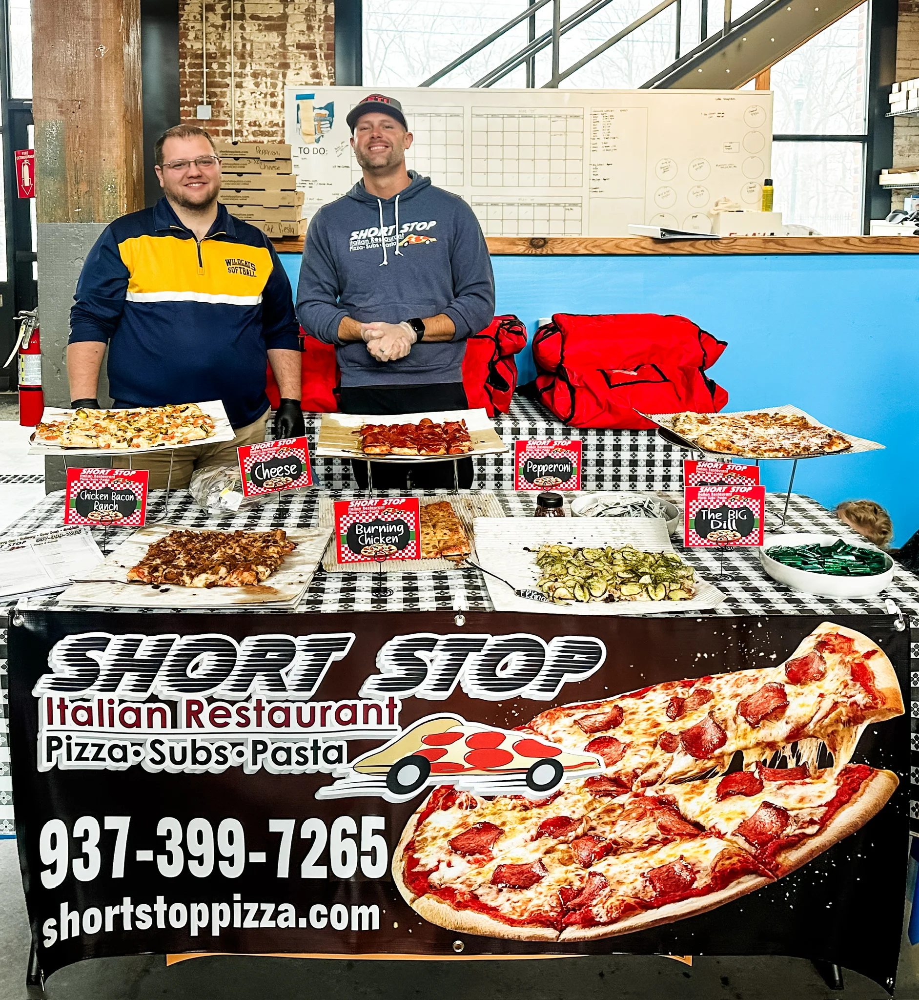 Variety of pizzas at an Italian restaurant display