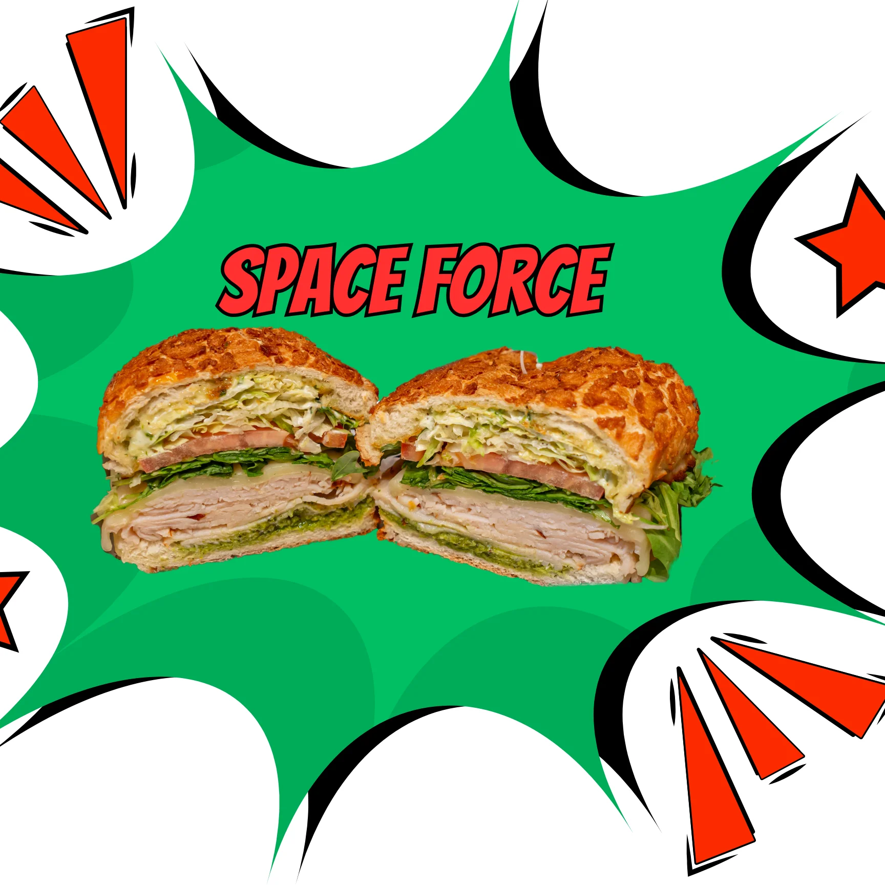 A vibrant logo design featuring the name 'CRAVE SUBS' and an illustration of a sub sandwich, styled in a bold, comic-inspired theme.