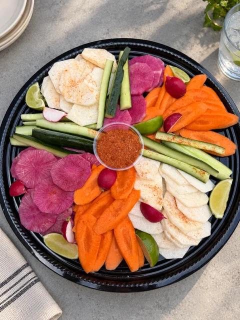 Colorful Korean sashimi platter with dipping sauce