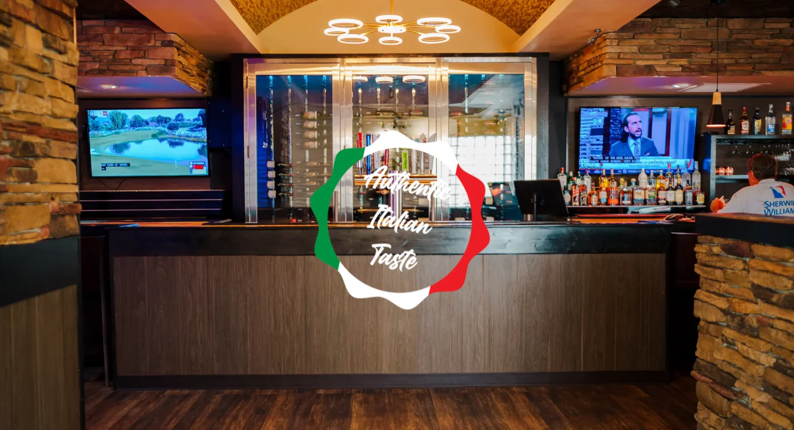 Modern Italian restaurant bar with stylish decor