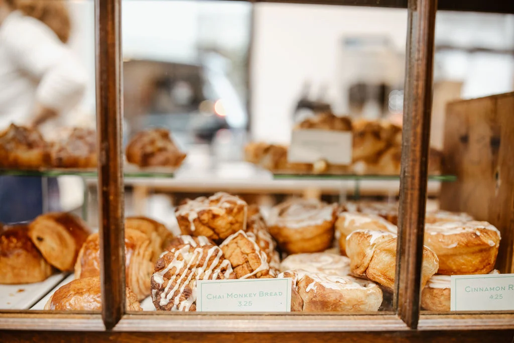Freshly baked Chai Monkey Bread in a cozy bakery display