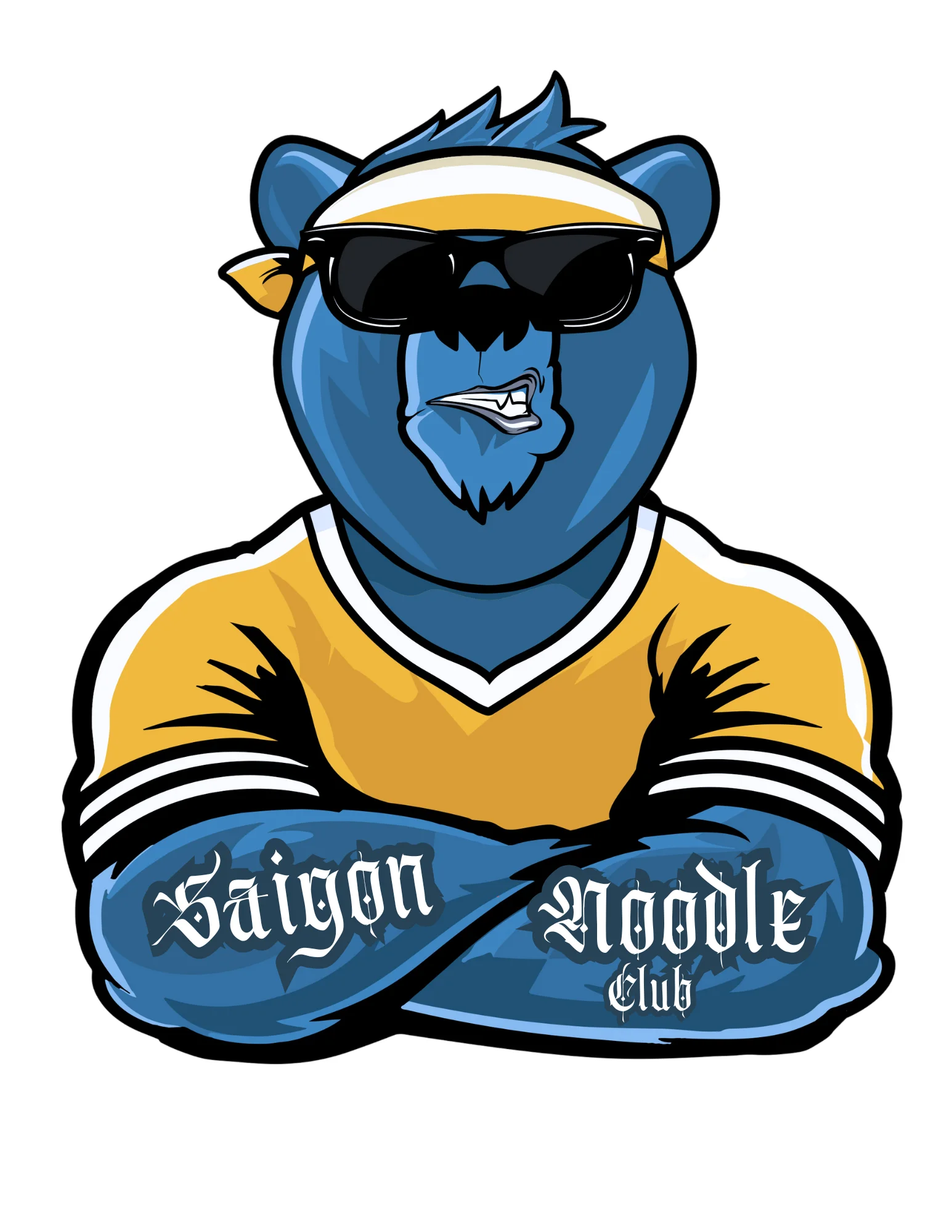 Cartoon bear mascot for Saigon Noodle Club