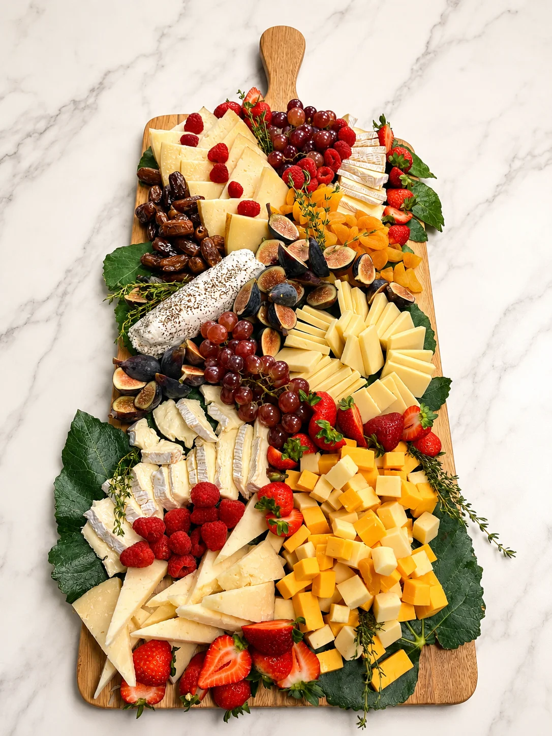Artisan cheese platter with fruits and nuts