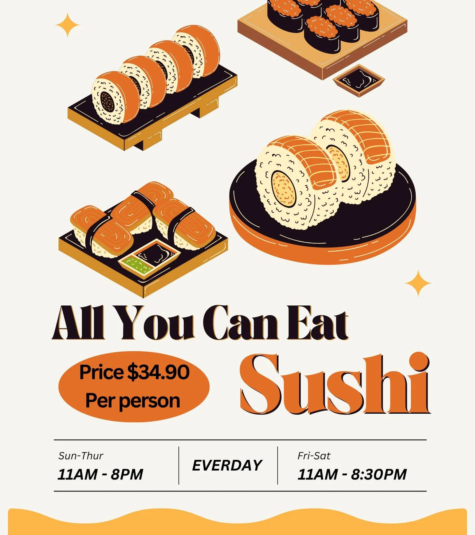 All-you-can-eat sushi platter at a Japanese restaurant