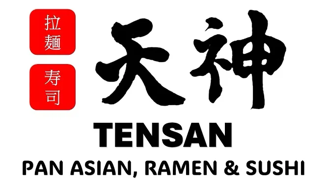 Tensans logo featuring Pan Asian ramen and sushi cuisine