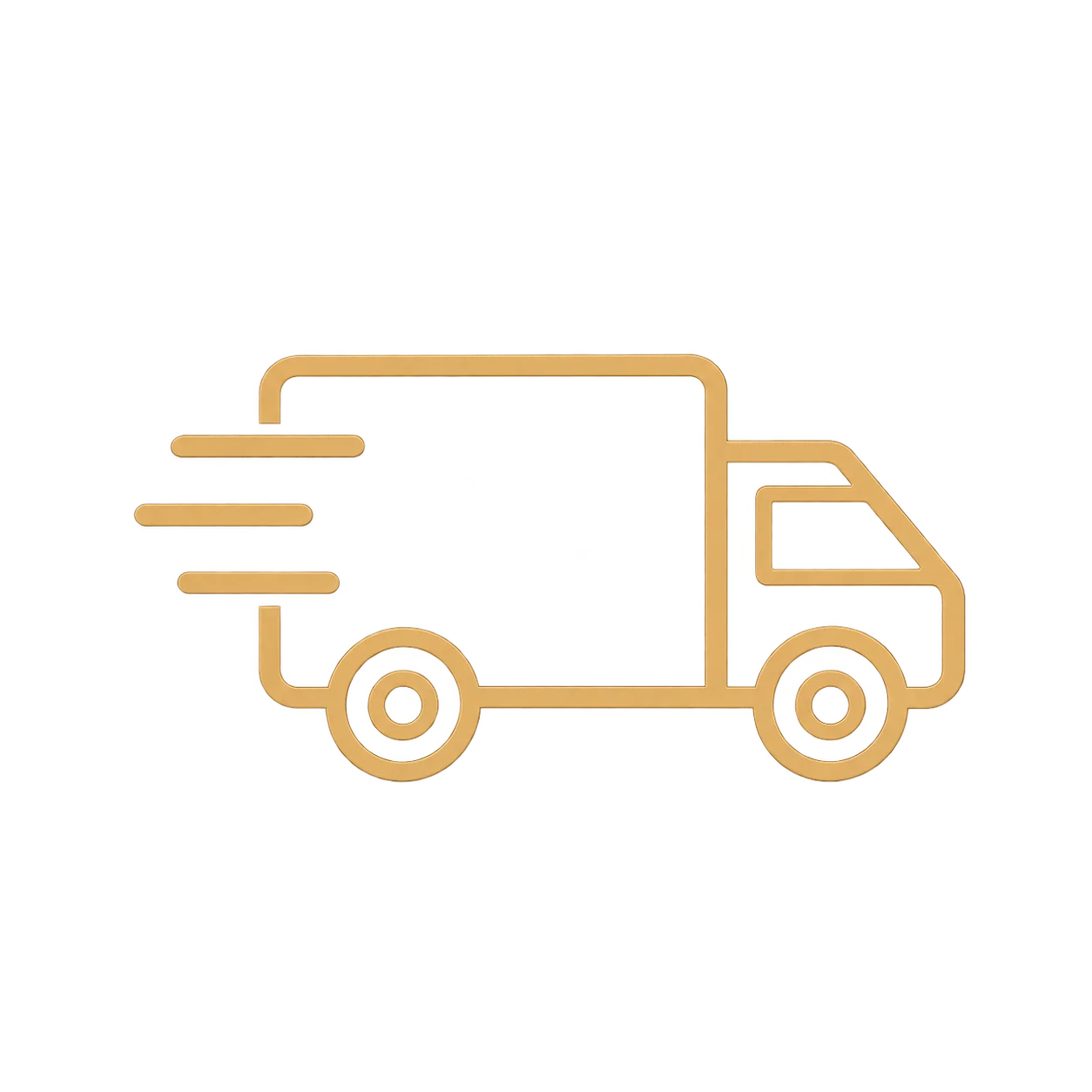 Delivery truck icon in motion, symbolizing fast service