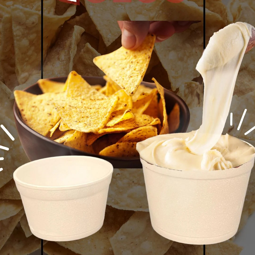 Crispy tortilla chips with creamy cheese dip