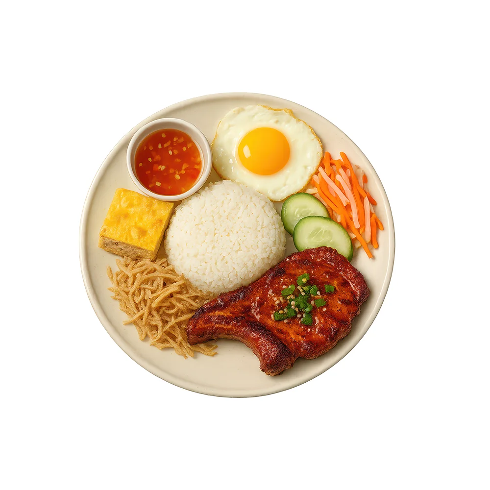 Malaysian Nasi Lemak with fried chicken and egg
