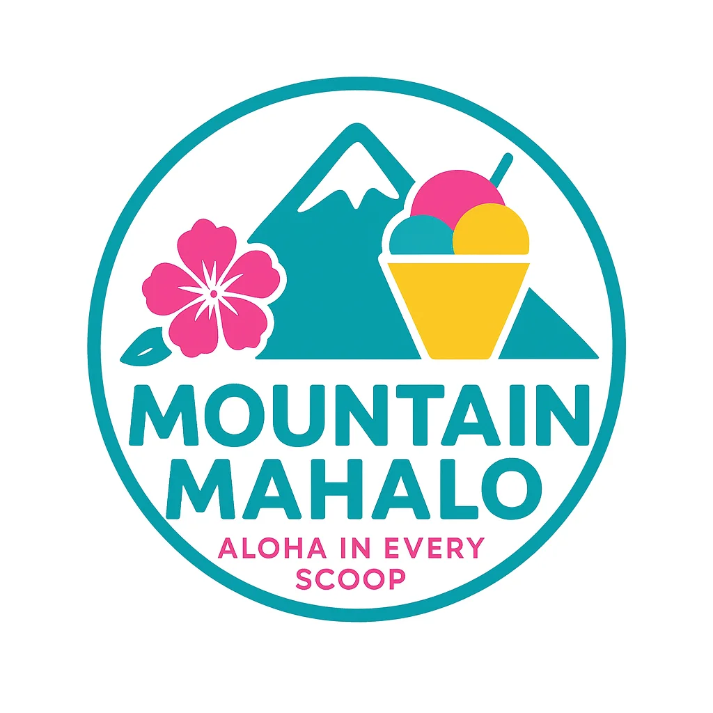 Logo of Red Road Pizza Co. featuring mountains and a sun with pizza.