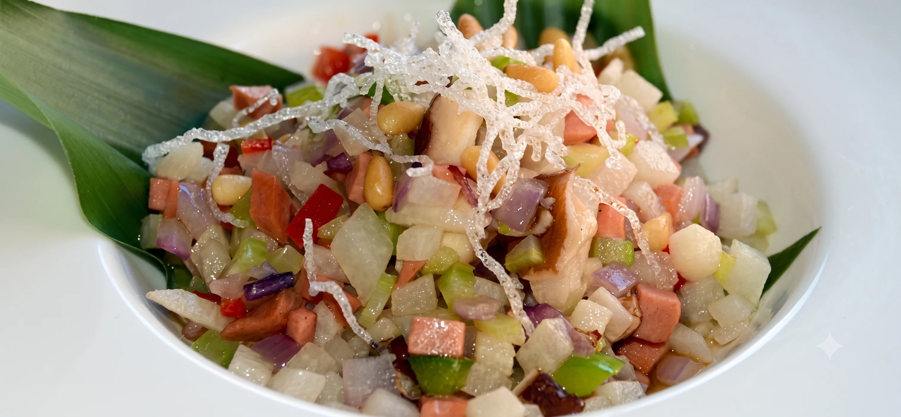 Colorful Thai salad with fresh vegetables and herbs