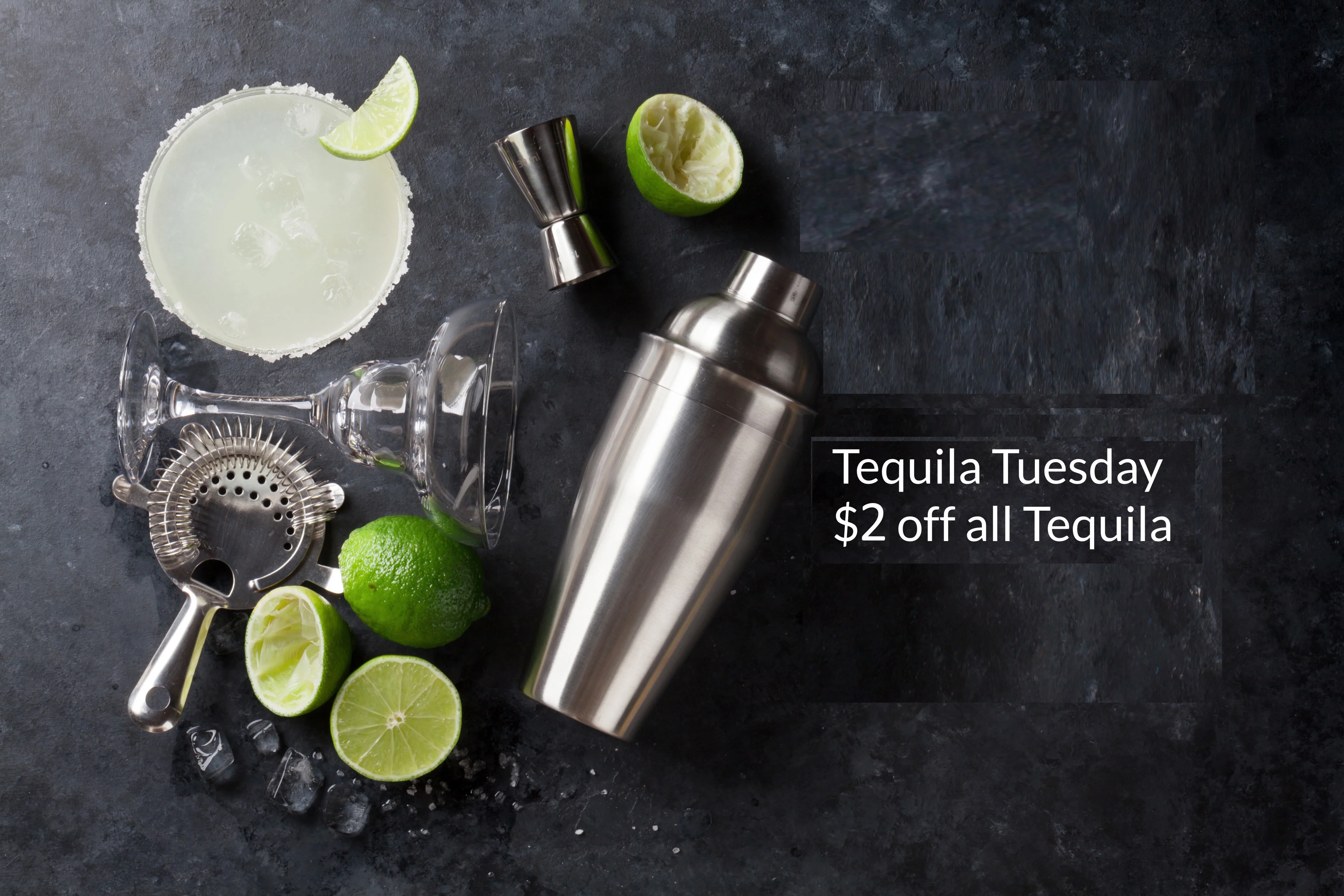 Promotional image for Tequila Tuesday with $2 off drinks