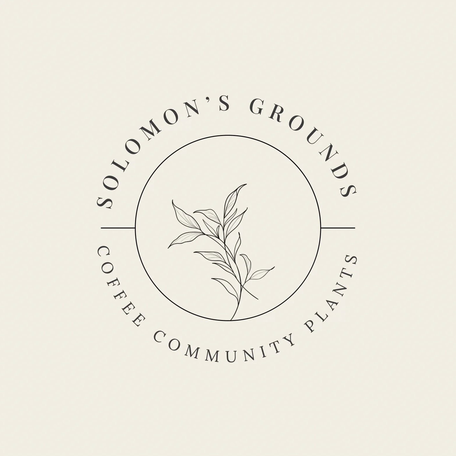 Logo of Solomon's Grounds coffee shop with plant design