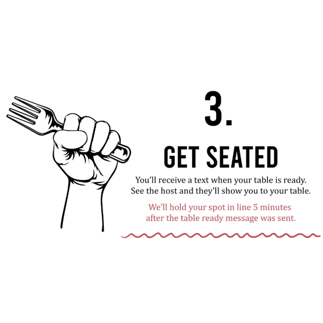 Instructions for getting seated at a restaurant