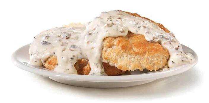 Southern biscuits and gravy served on a plate