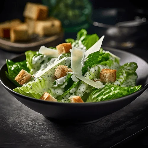 Classic Caesar salad with romaine and croutons