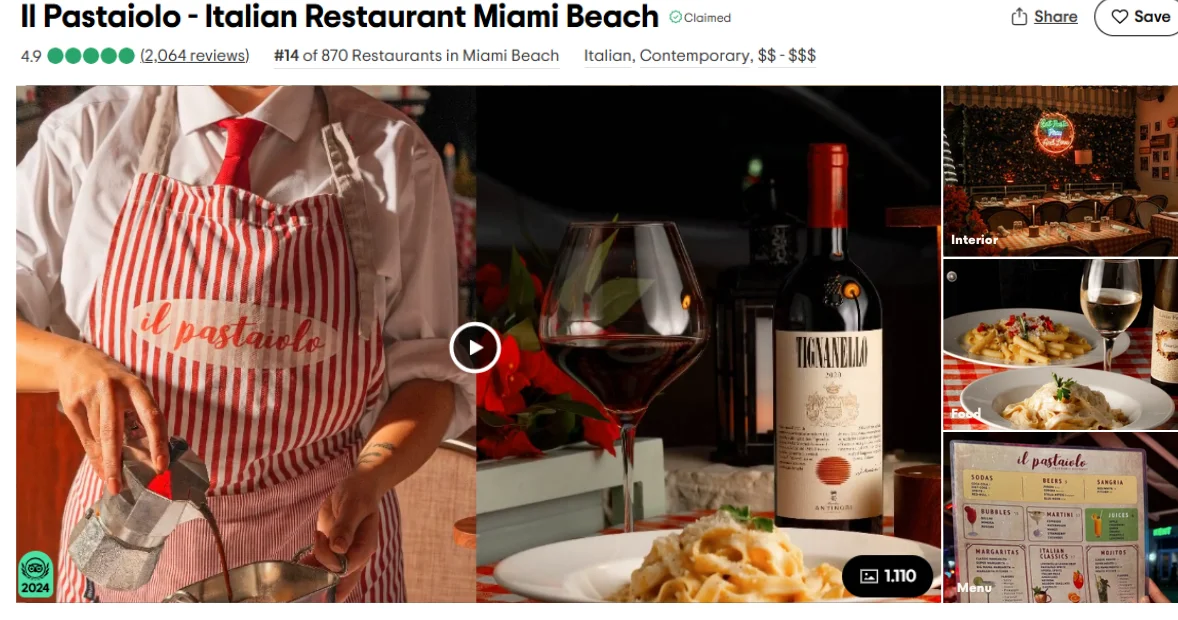 Italian pasta dish served in a cozy restaurant setting
