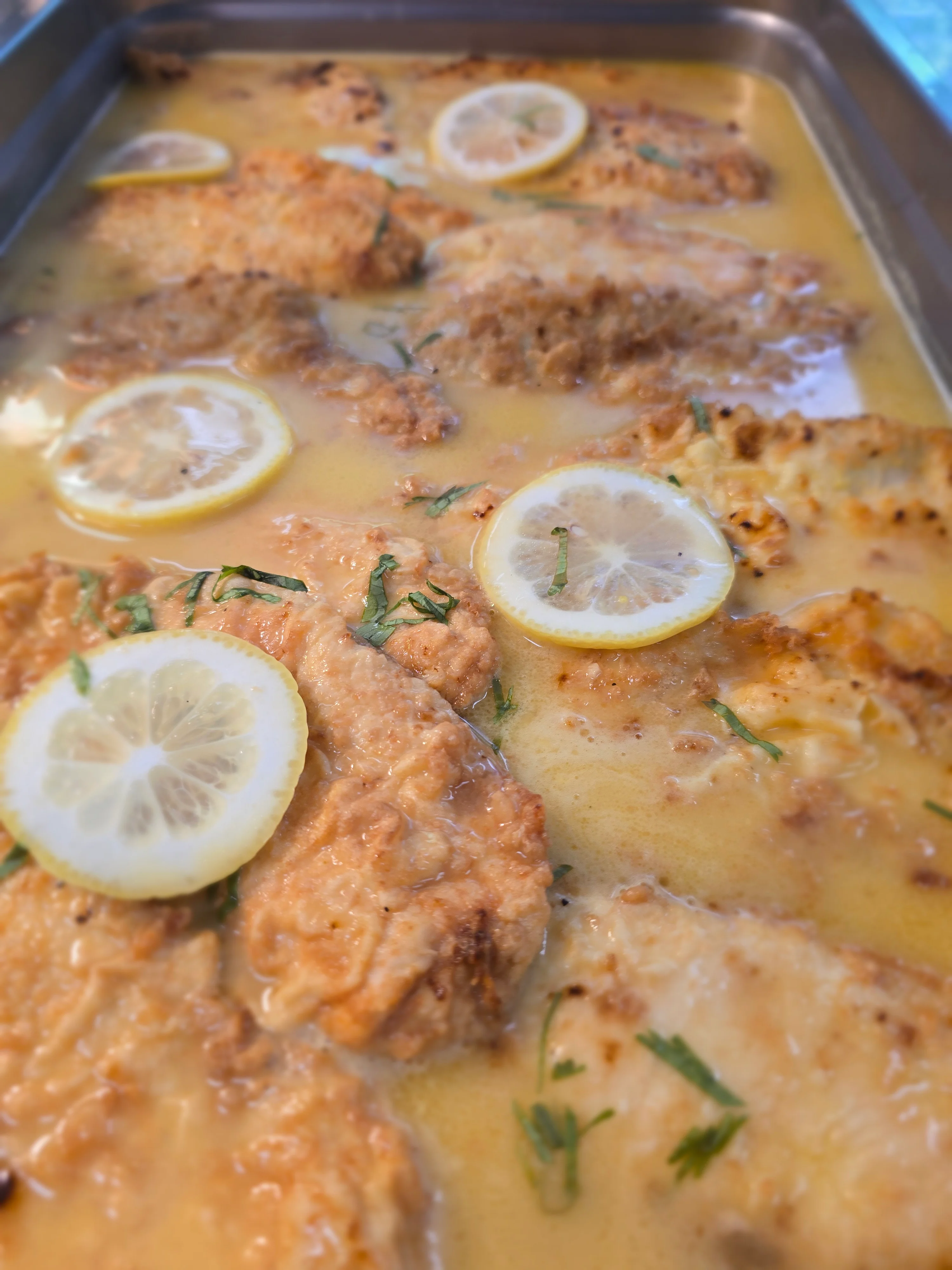 Southern-style lemon chicken in creamy sauce