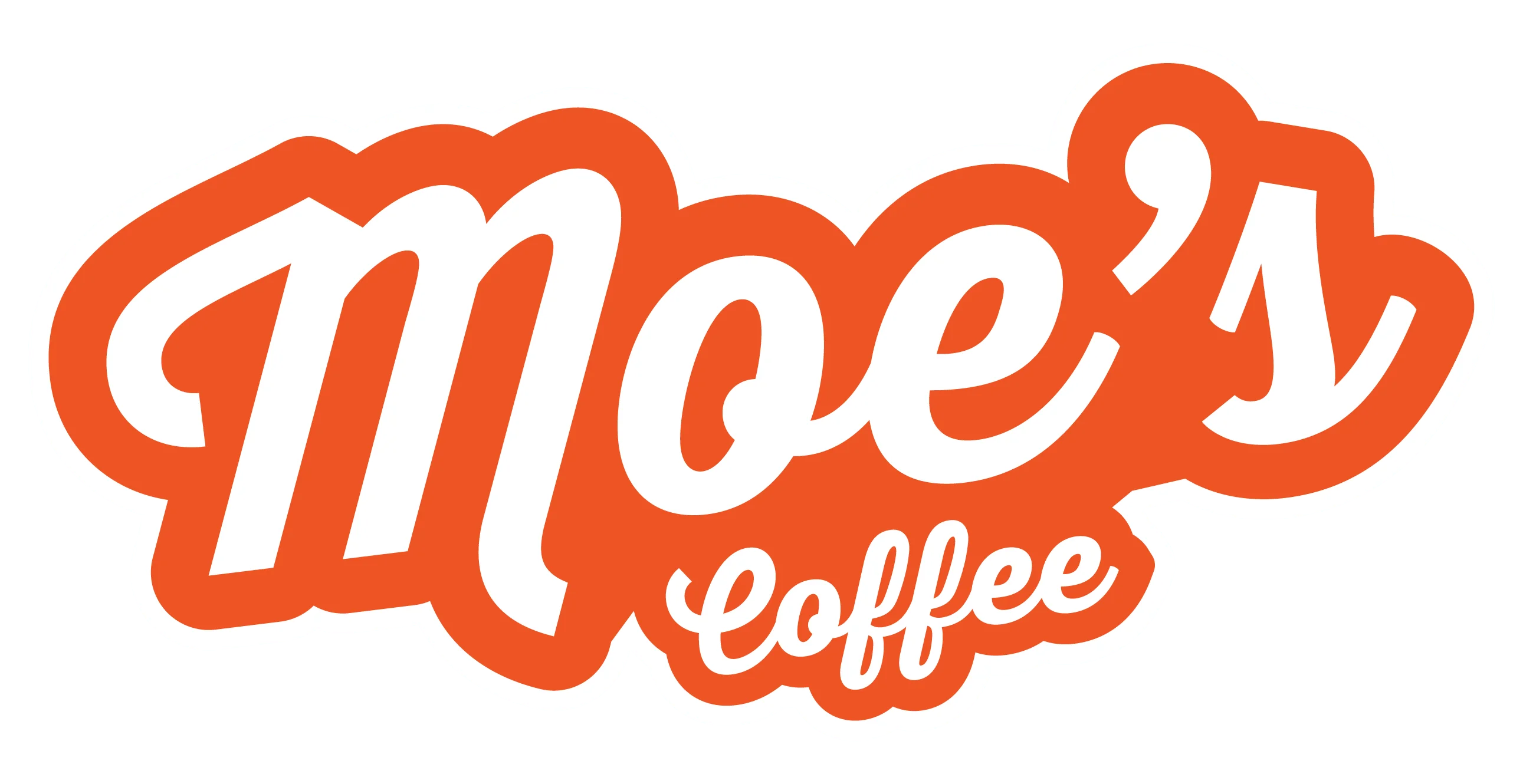 Moe's Coffee logo with vibrant orange and white design