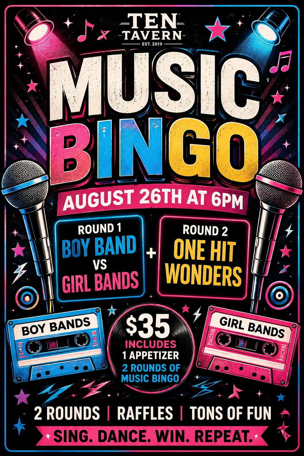 Boy Bands Music Bingo