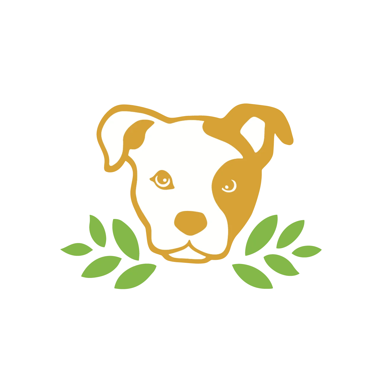 Illustration of a dog with green leaves