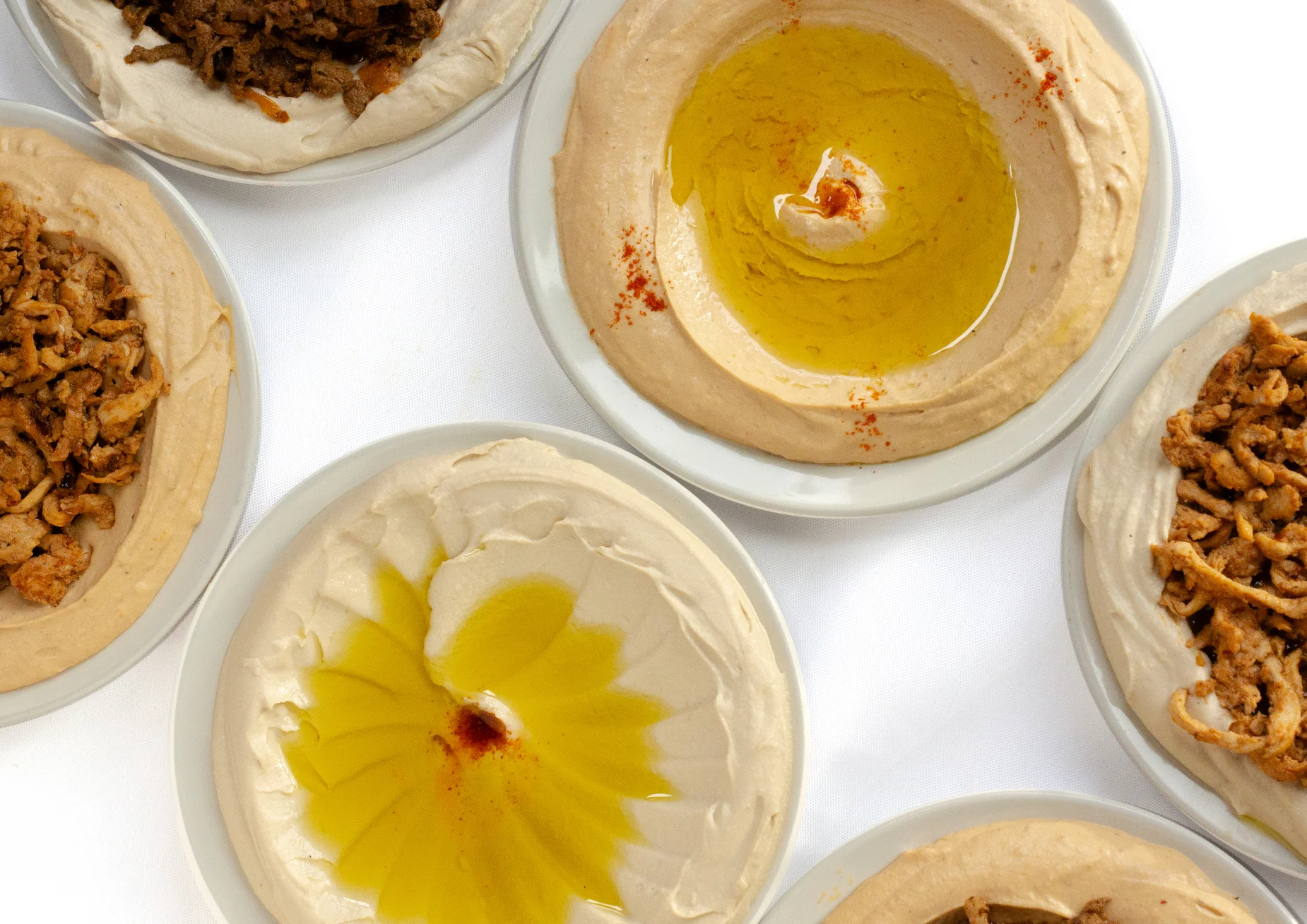 Mediterranean hummus served with toppings
