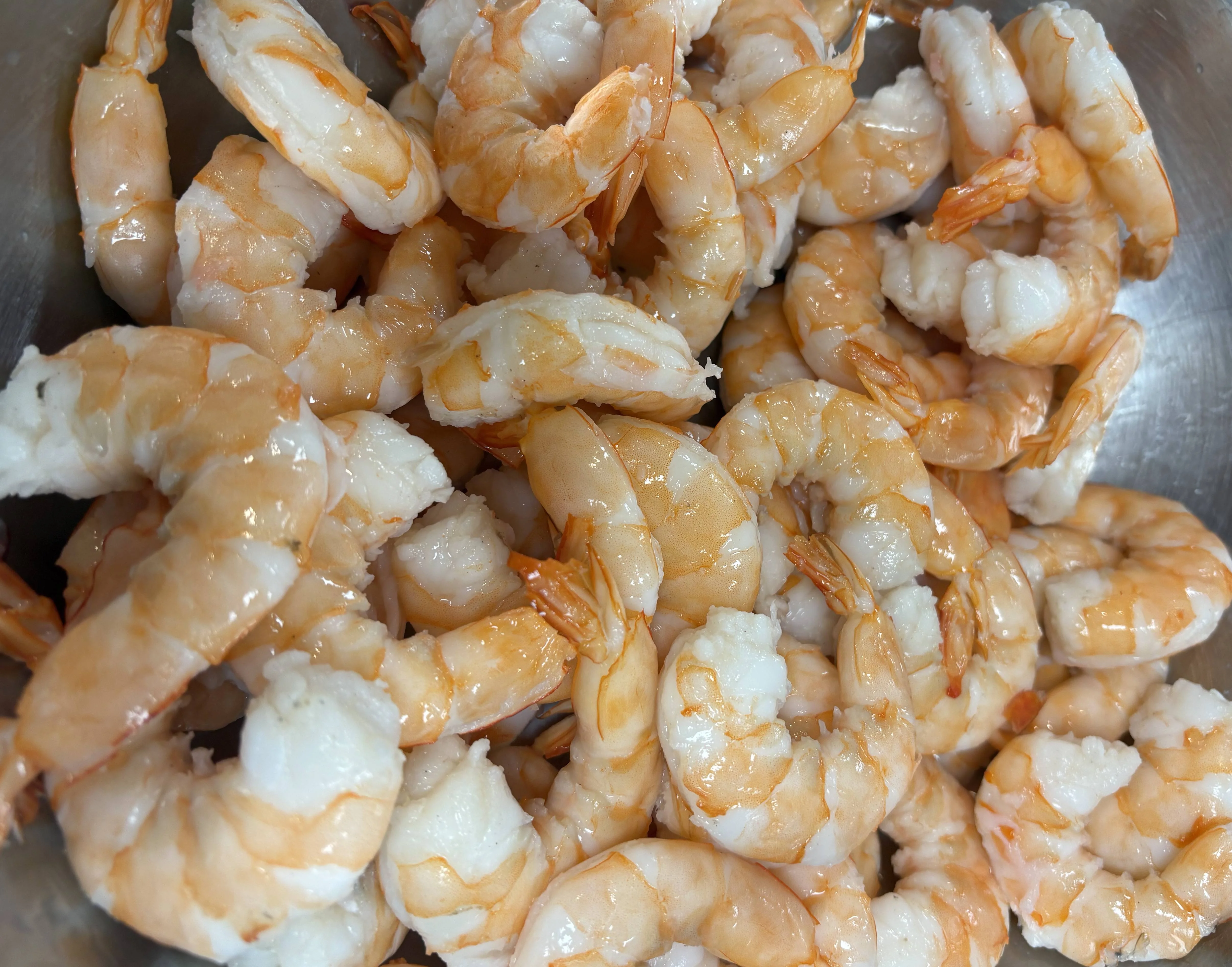Fresh shrimp ready for cooking in a seafood dish