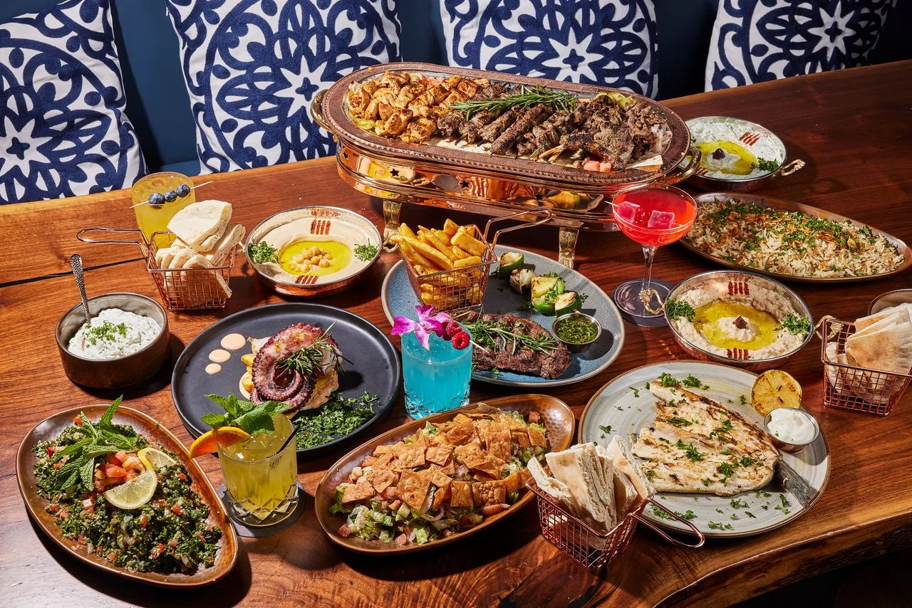 Mediterranean spread at Sufrat Grill.