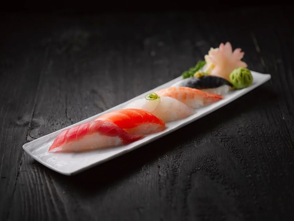 Assorted sushi platter featuring nigiri