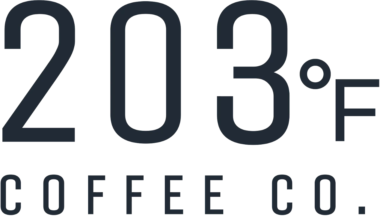 Logo of 203°F Coffee Co. featuring modern typography