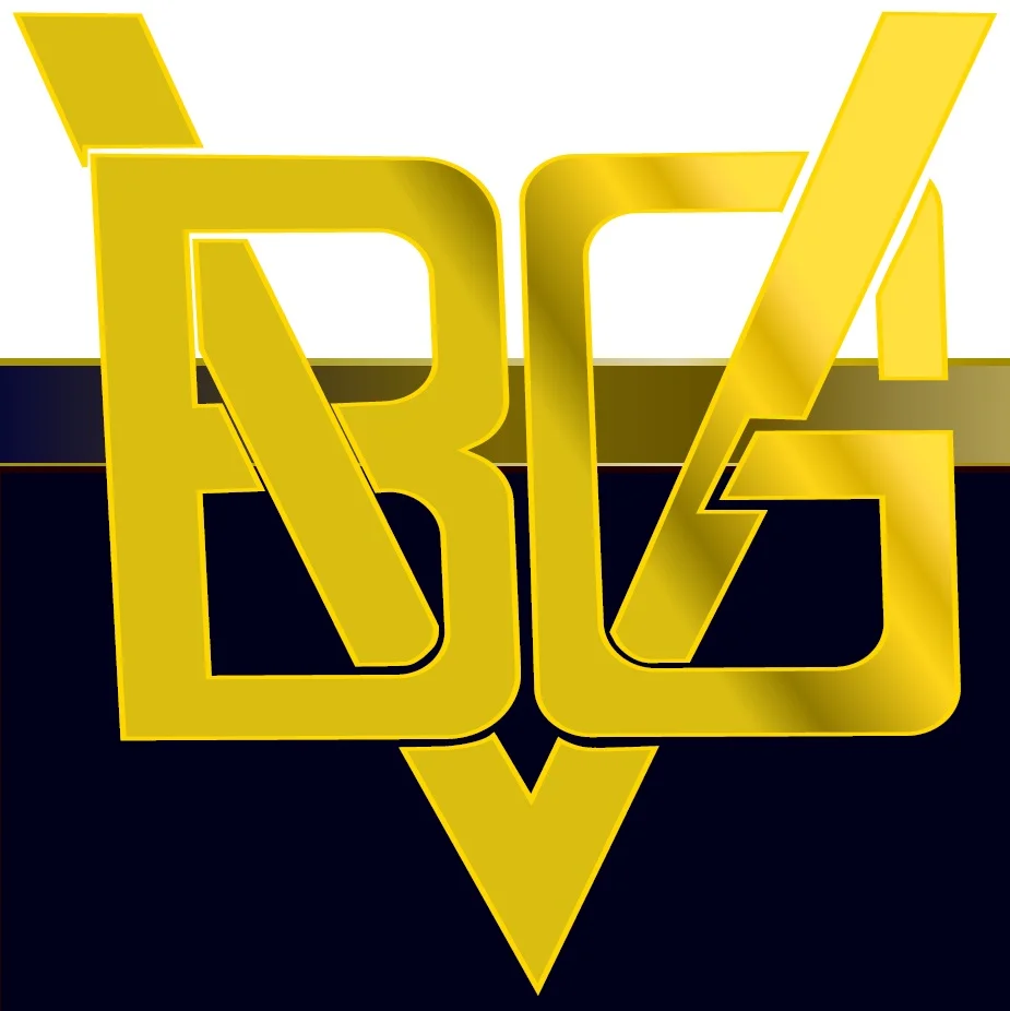 Stylized logo design featuring bold golden letters