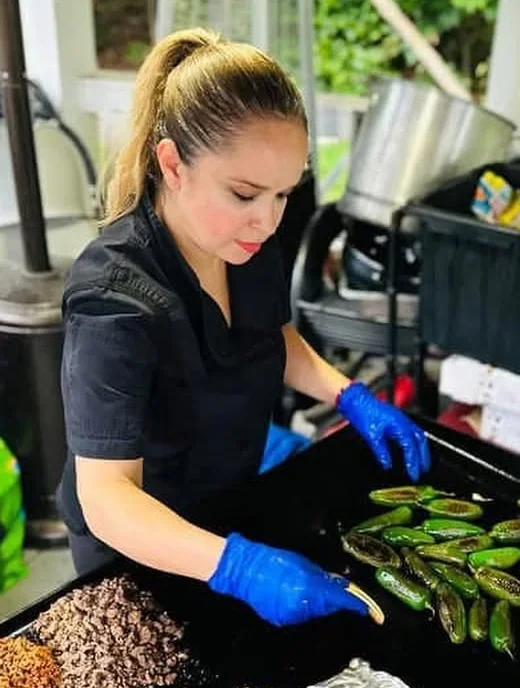 Grilled jalapeños on a flat top grill for Mexican cuisine
