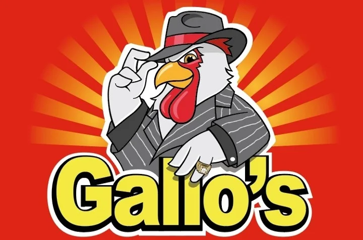 Cartoon chicken mascot for Gallio's Pollo & Grill restaurant