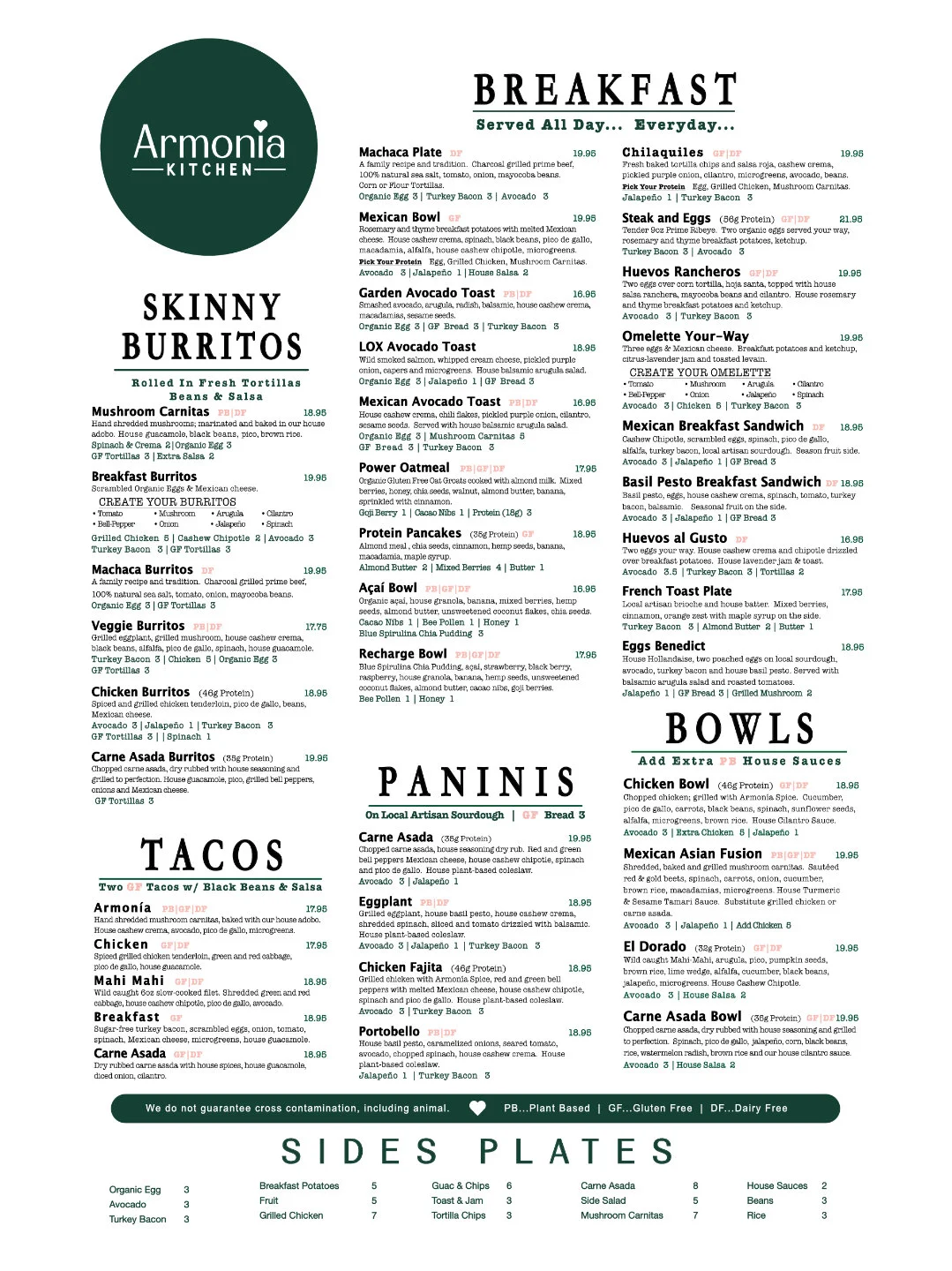 Menu showcasing a variety of delicious dishes and beverages.