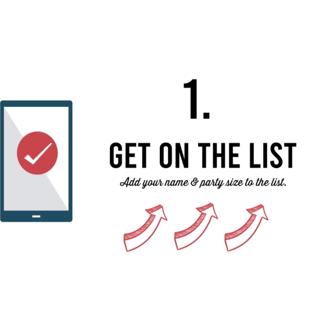 Instructions to join the restaurant waitlist via mobile device
