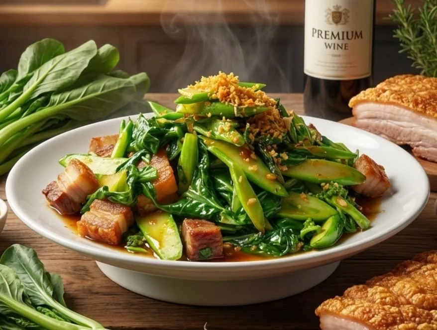 CRISPY PORK BELLY WITH CHINESE BROCCOLI