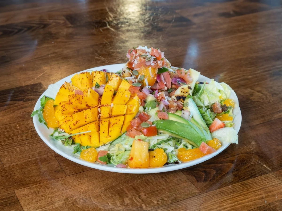 Colorful Mexican fruit salad with mango and avocado