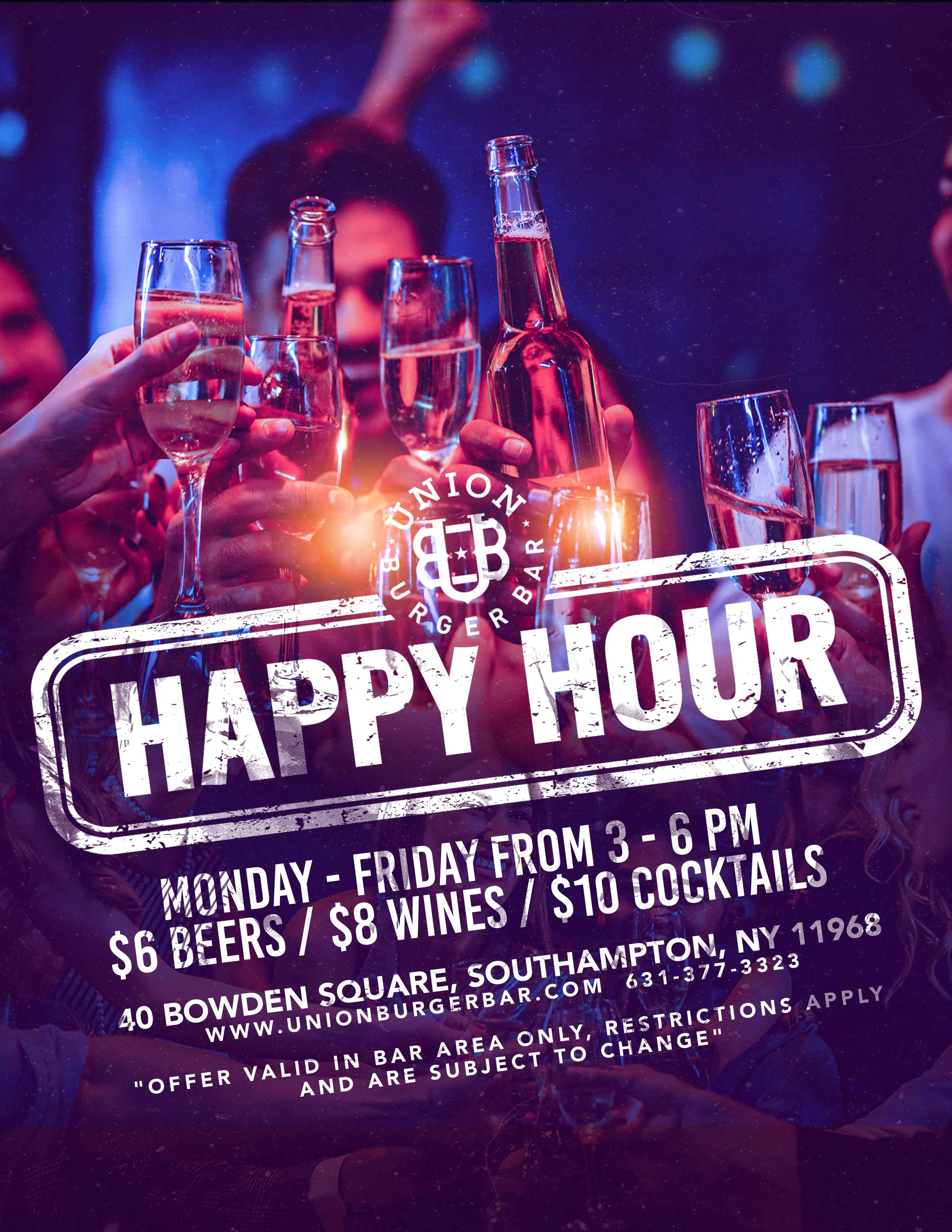 Cheers during happy hour at a vibrant bar