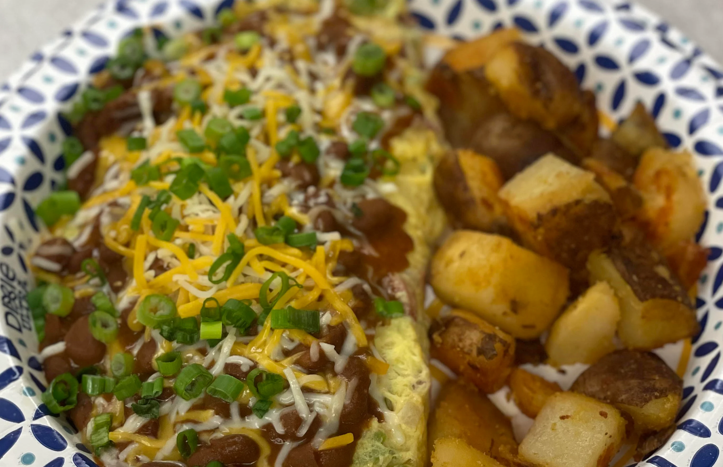 Hearty Mexican breakfast burrito with beans and cheese