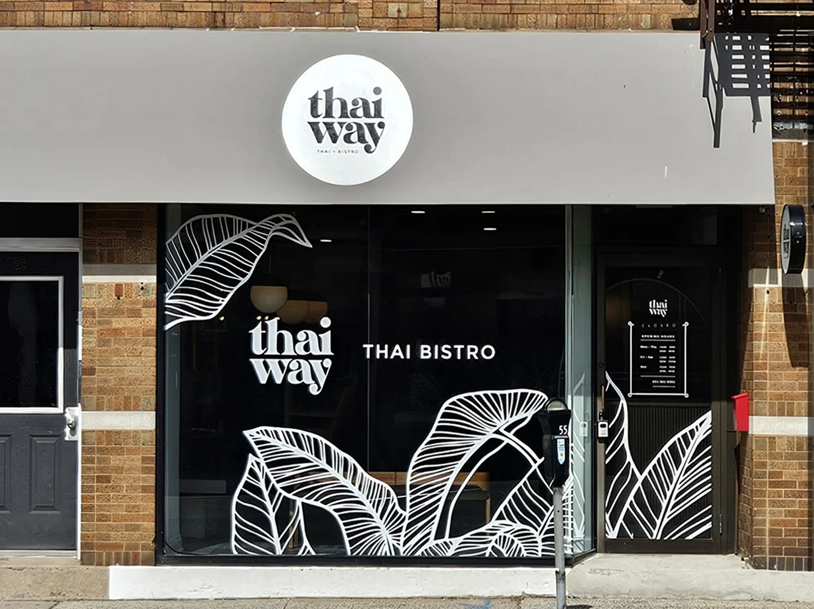 Exterior view of Thai Way Bistro with modern design and tropical decor