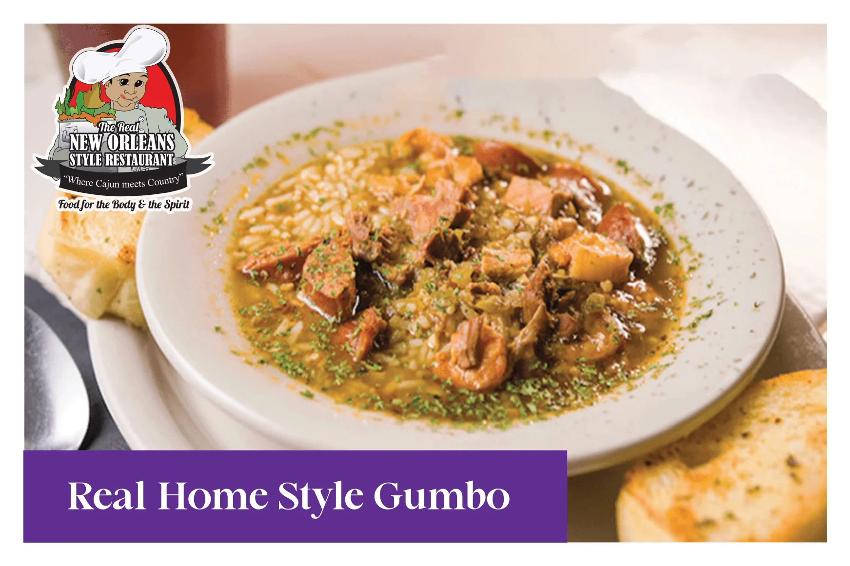 Authentic New Orleans gumbo served with rice