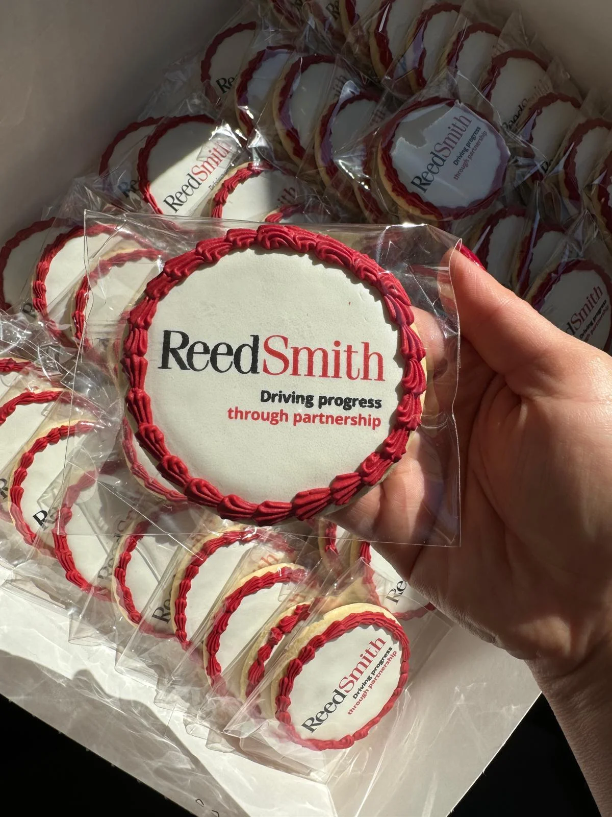 Custom cookies with branding for a corporate event