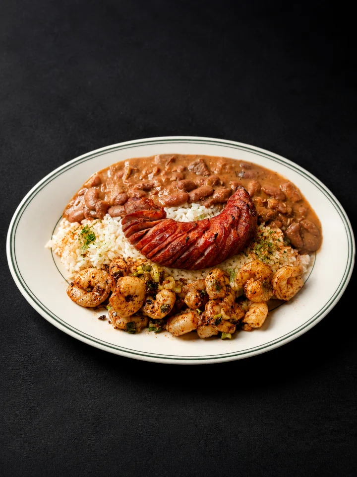 RED BEANS AND RICE W/ ANDOUILLE SAUSAGE AND SHRIMP
