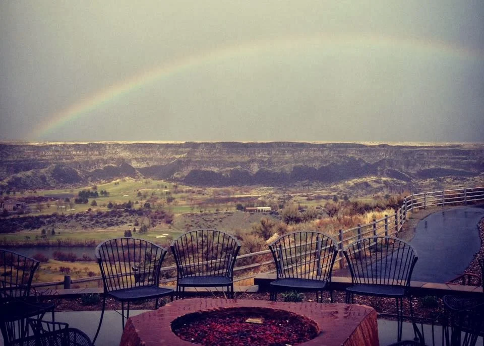The Elevation 486 view with a rainbow in the background