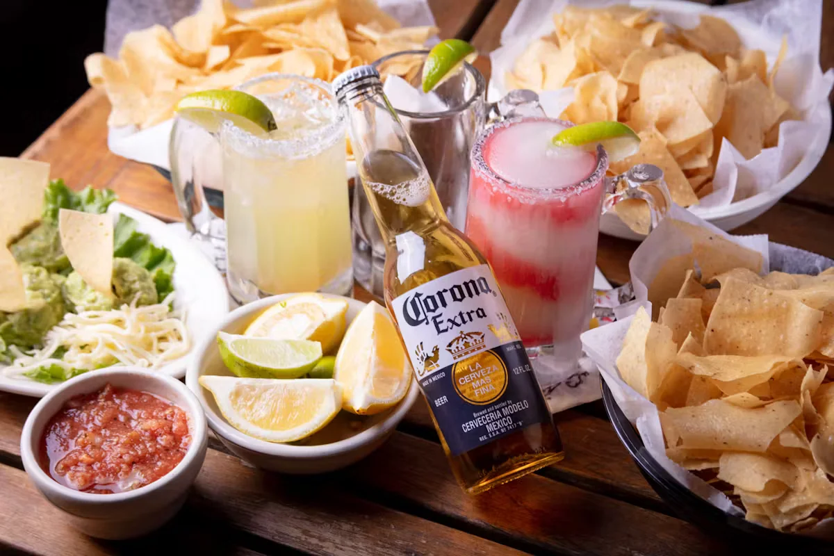 Image of Corona Beer, frozen margaritas and chips