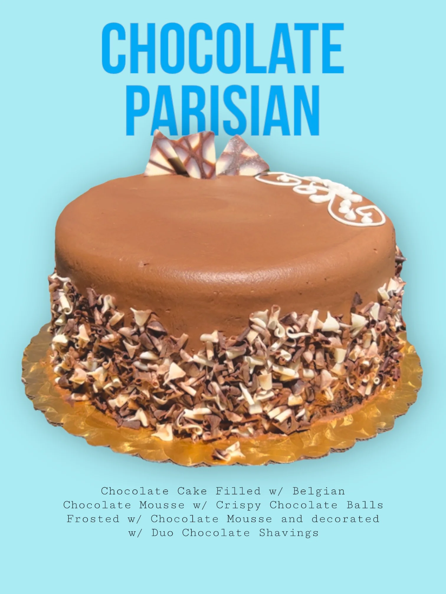 Decadent chocolate mousse cake with elegant decorations