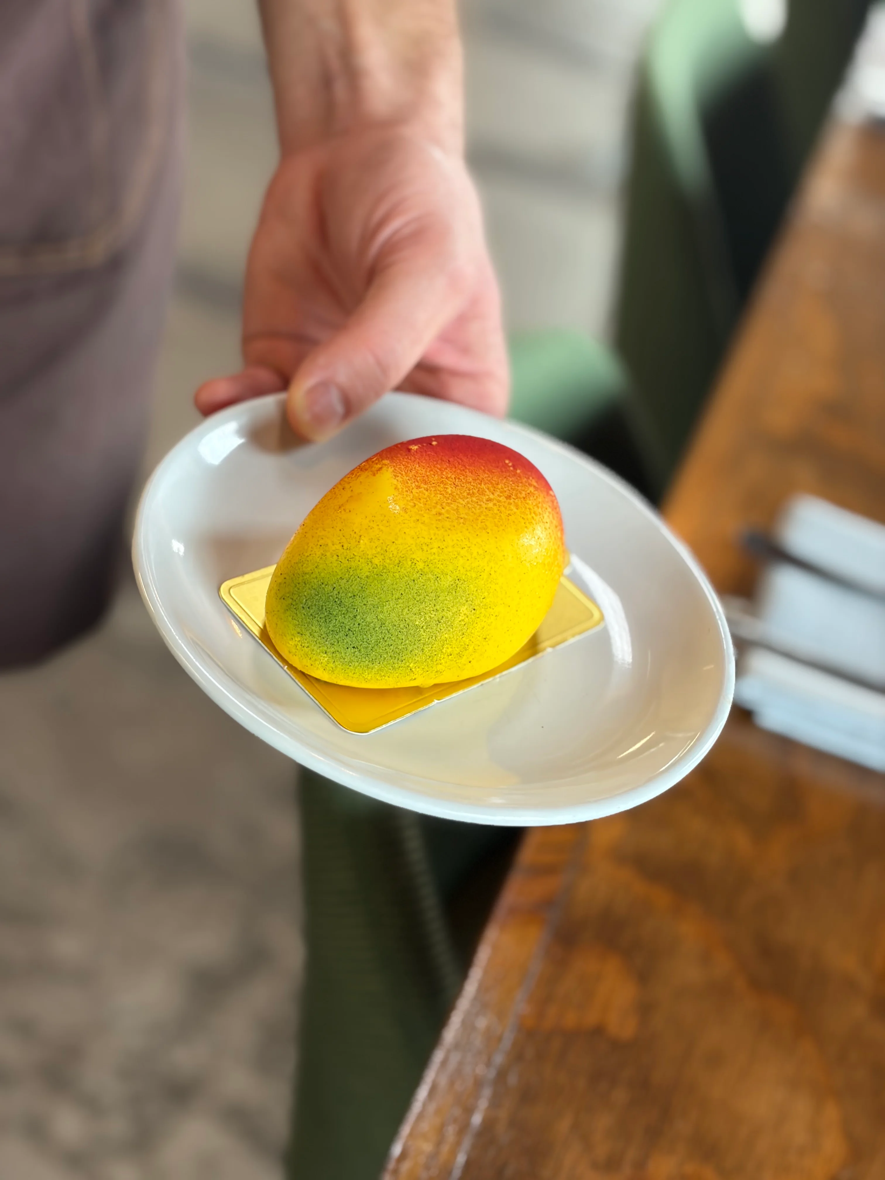 Colorful fruit desserts displayed on a table at Forty Three Bakery.