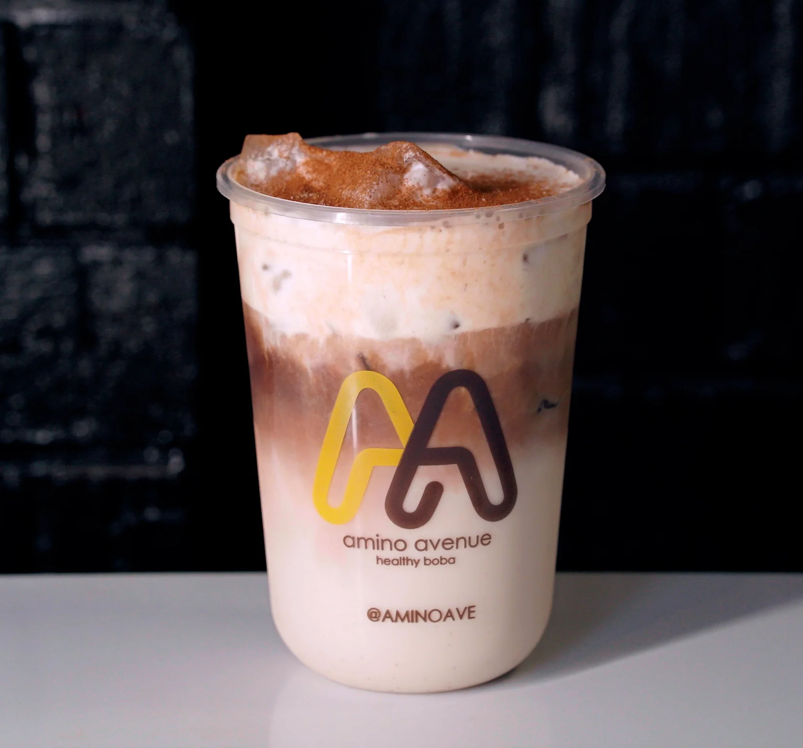 Iced boba tea with layered flavors