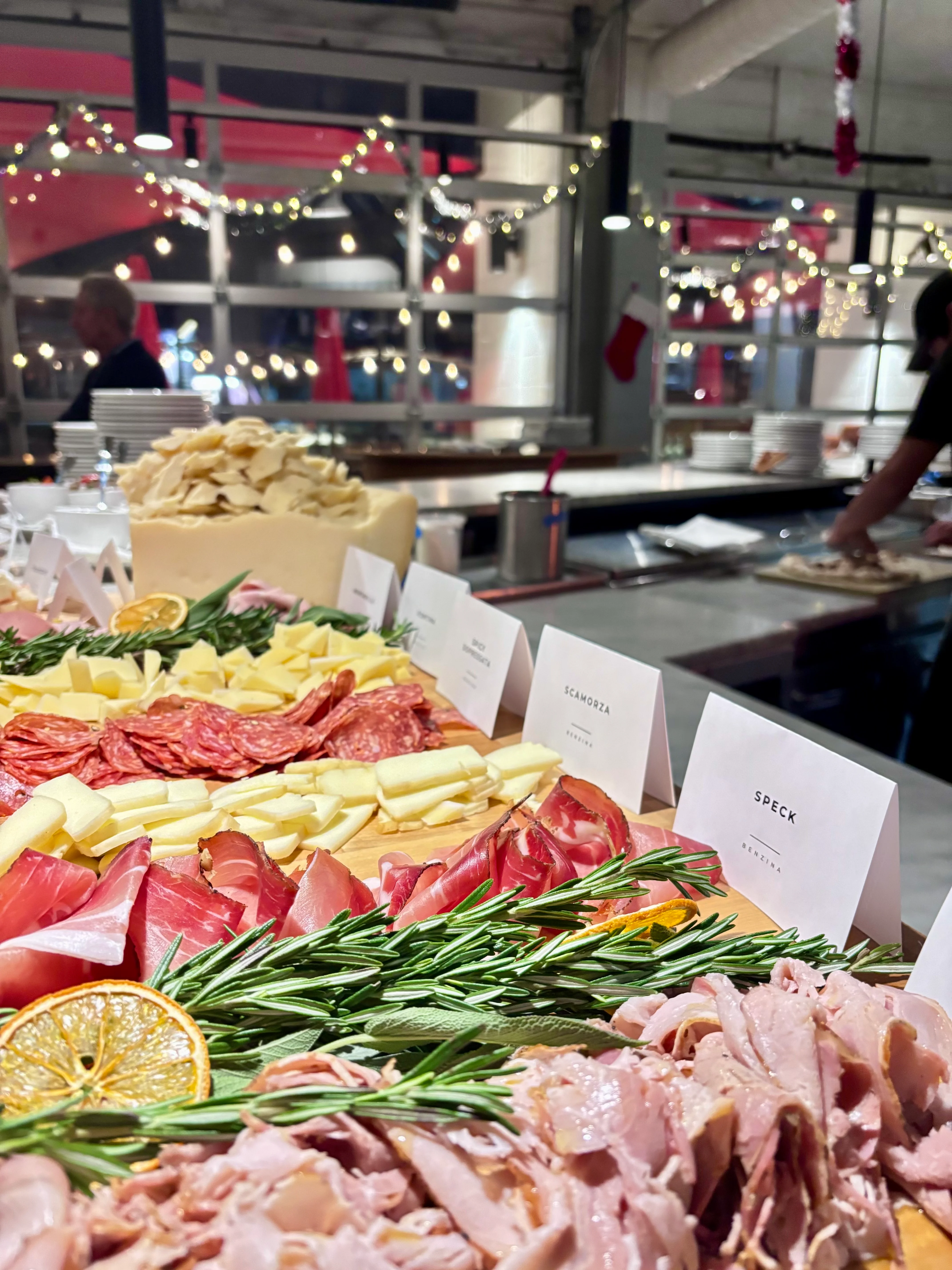 Italian charcuterie board with assorted meats and cheeses