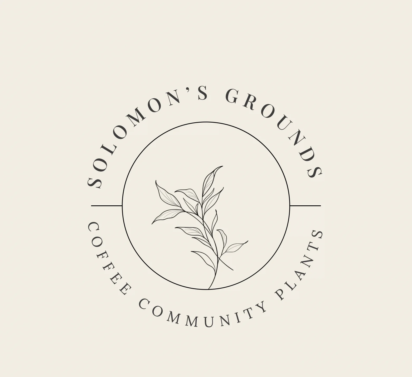 Logo of Solomon's Grounds coffee shop with plant design