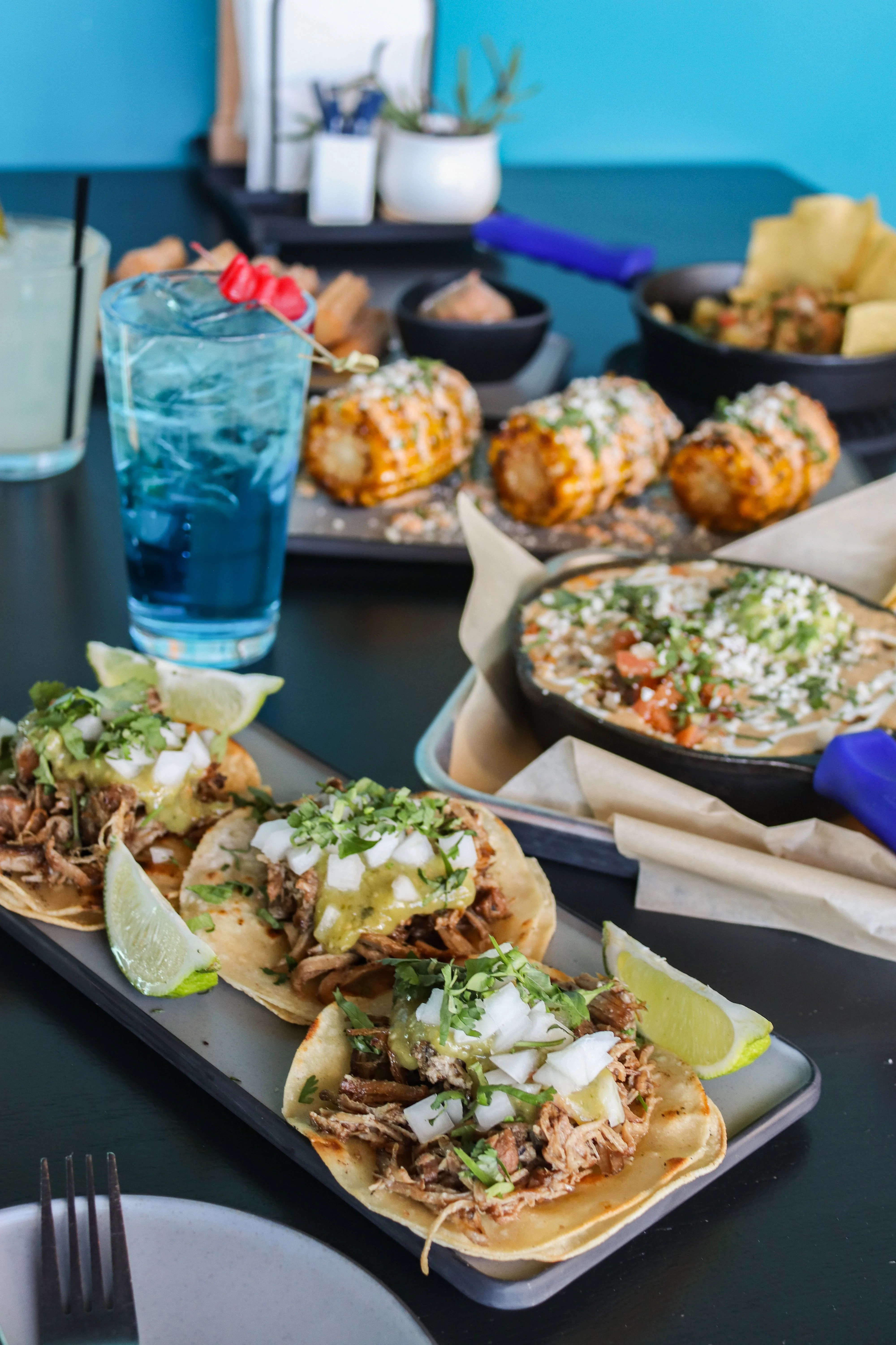 Authentic Mexican tacos al pastor with lime and cilantro